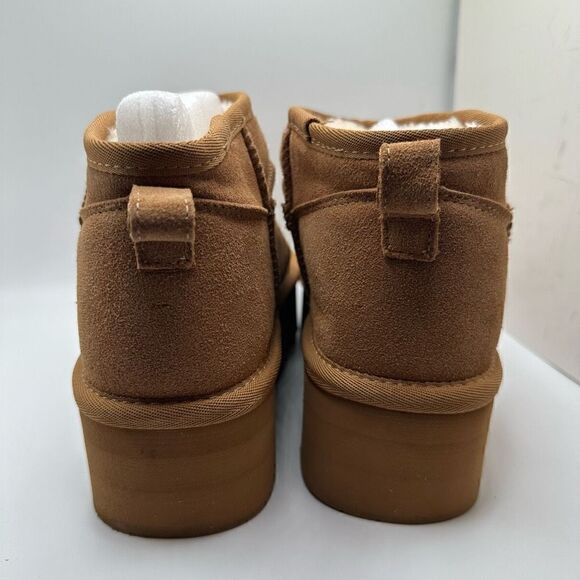 CUSHIONAIRE Women's Genuine Suede pull platform boot +Memory Foam 8.5 CHESTNUT - Picture 4 of 7